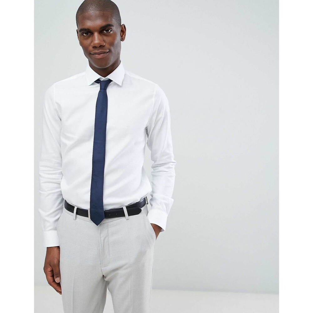 $80 NEW MICHAEL KORS 32/33 Large 16/16.5 Mens White Slim Fit Stretch Dress Shirt